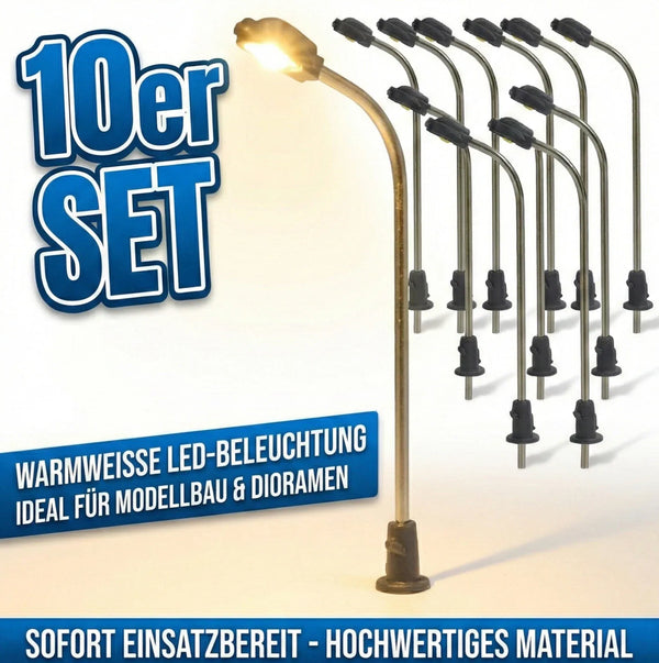 10 LED-Peitschenleuchten 3 cm für H0/TT, 3 V