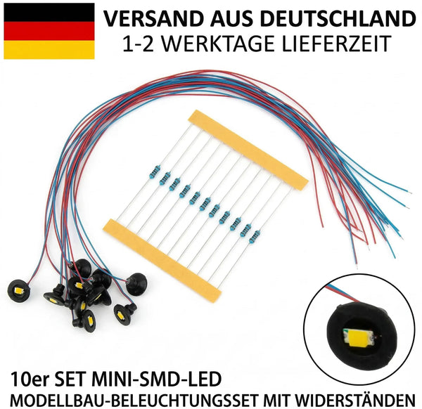 10 LED-Wandlampen warmweiß für H0/OO, 3 V